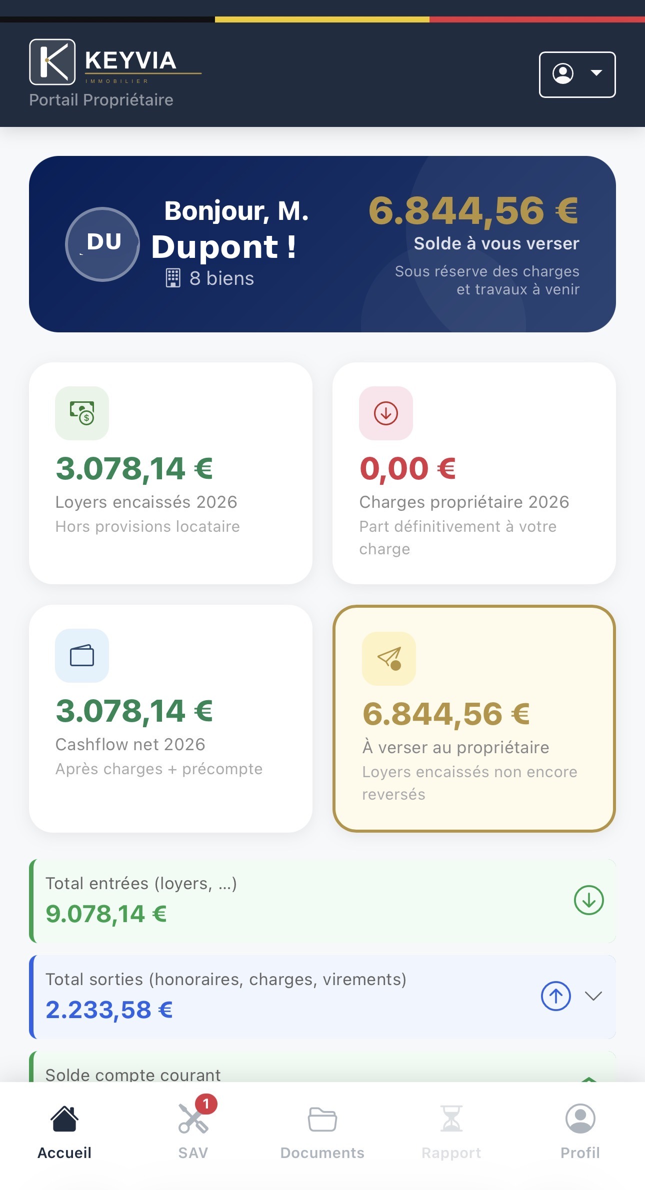 Application KEYVIA — portail propriétaire